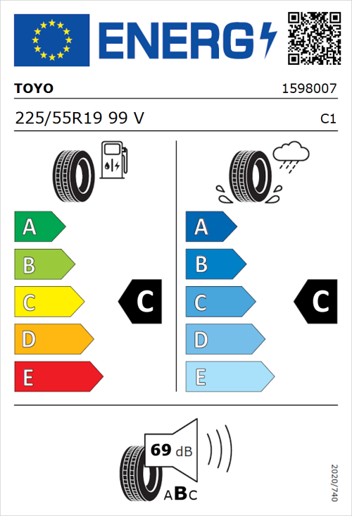 Tyre Label for Toyo Proxes R36 225/55R19 99V